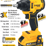 SGS DARBELİ SOMUN SIKMA SETİ 650 NM TORK 1/2” 1*4.0 AH (KÖMÜRSÜZ MOTOR)