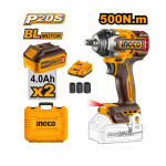 INGCO Lİ-İON AKÜLÜ SOMUN SIKMA 1/2" 20V 2.0AH + Lİ-İON AKÜ VE ŞARJ CİHAZI