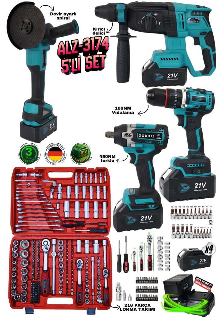 ALZ-3174 ALZ-3174 ALLİZER 5’li Set 216 PARÇA LOKMA TAKIMLI - Görsel 1